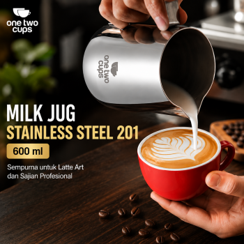 Gambar produk One Two Cups Milk Jug Pitcher Susu Latte Art Espresso Stainless Steel 600ml - J068