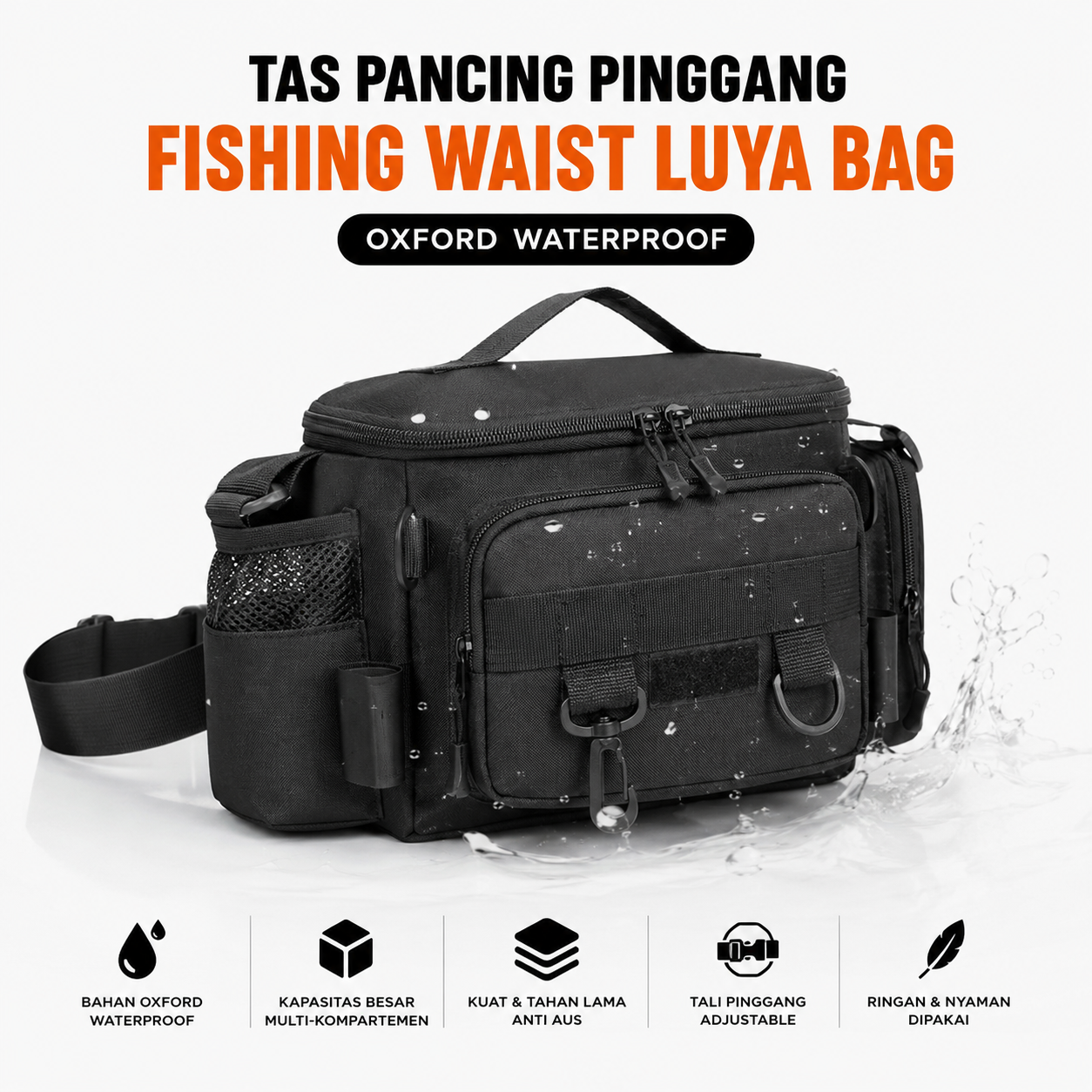 FISBAG Tas Pancing Pinggang Fishing Waist Bag 900D Oxford - FI711 Gambar produk FISBAG Tas Pancing Pinggang Fishing Waist Bag 900D Oxford - FI711 - 5