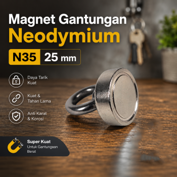Taffware Magnet Gantungan Round Hook Strong Neodymium N35 25mm - D25