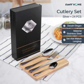 TaffHOME Set Perlengkapan Makan Sendok Garpu Pisau Cutlery Set 24 PCS - TW824