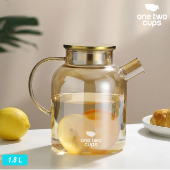 One Two Cups Teko Teh Kaca Tahan Panas Api Borosilicate Glass Teapot - TK13
