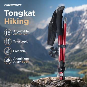 TaffSPORT Tongkat Hiking Lipat Trekking Pole Aluminium Alloy 130cm - TF13