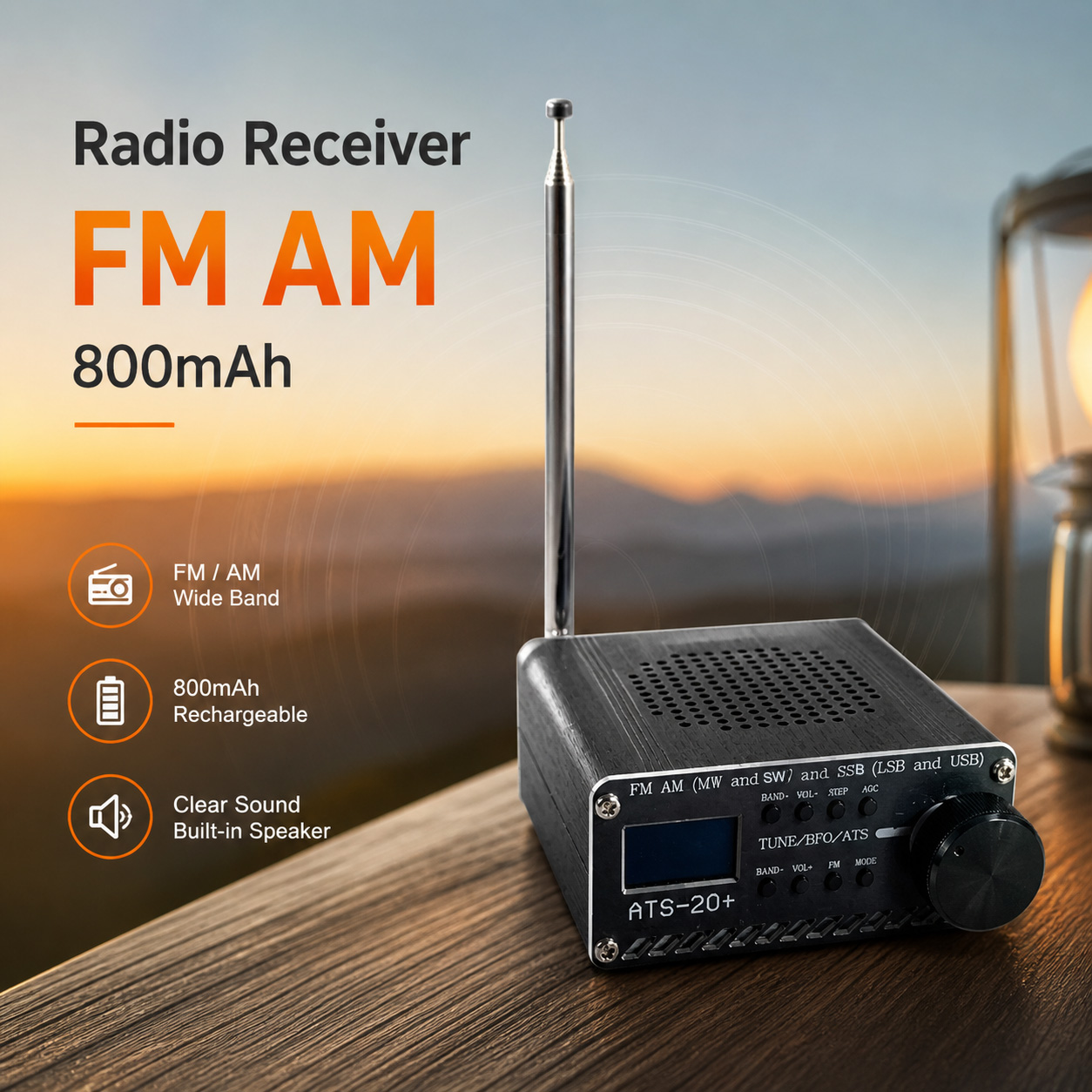 Qiilu Radio Receiver FM AM Full Band Portable with Speaker 800mAh - ATS-20+ Gambar produk Qiilu Radio Receiver FM AM Full Band Portable with Speaker 800mAh - ATS-20+ - Utama