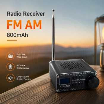 Qiilu Radio Receiver FM AM Full Band Portable with Speaker 800mAh - ATS-20+
