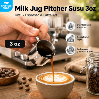 Gambar produk One Two Cups Milk Jug Pitcher Susu Latte Art Espresso Stainless Steel 3oz - S06HG