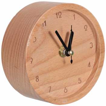 Gambar produk TaffHOME Jam Meja Kayu Bulat Alarm Analog Desk Clock Round Shape - TX605 - 5