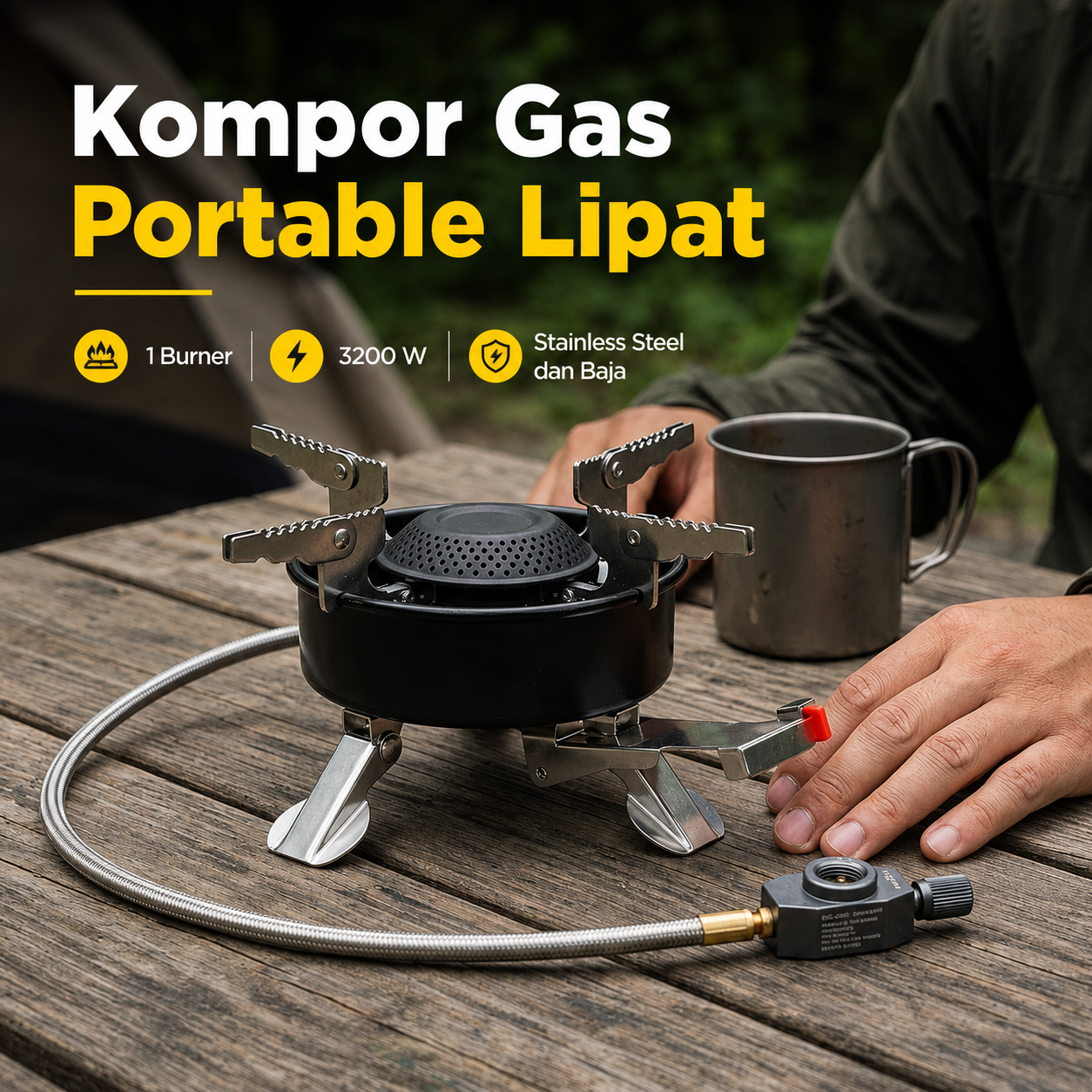 Gambar produk BONFIRE Kompor Gas Portable Lipat Outdoor 1 Burner Camping Stove - BF007 - Utama