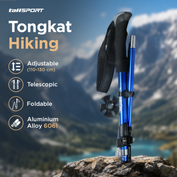 TaffSPORT Tongkat Hiking Lipat Trekking Pole Aluminium Alloy 130cm - TF13
