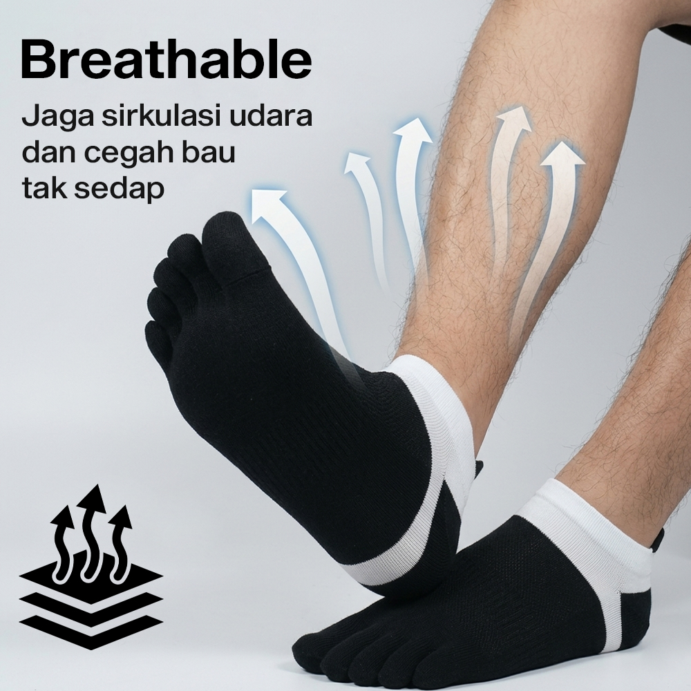 LUOYI Kaos Kaki Lima Jari Ankle Katun Breathable Olahraga Size 40-45 - T73001 Gambar produk LUOYI Kaos Kaki Lima Jari Ankle Katun Breathable Olahraga Size 40-45 - T73001 - 1