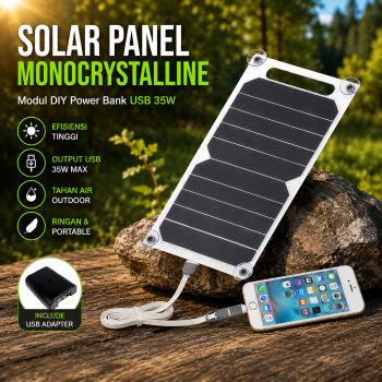 Gambar produk SolaBright Solar Panel Monocrystalline Modul DIY Power Bank USB 35W - PP065
