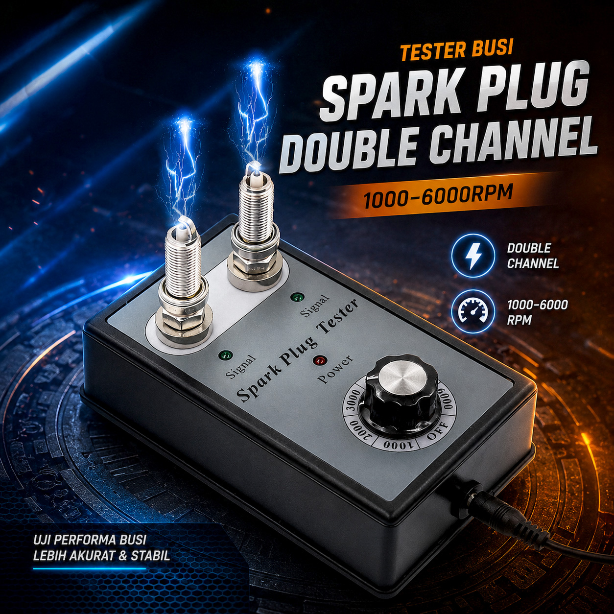 HB Alat Penguji Busi Double Channel Spark Plug Tester 1000-6000RPM - CNBJ-901 Gambar produk HB Alat Penguji Busi Double Channel Spark Plug Tester 1000-6000RPM - CNBJ-901 - Utama