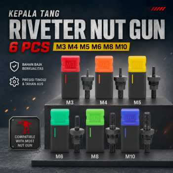 Hifeson Kepala Tang Riveter Nut Gun Replacement M3-M10 6 PCS - HF-15