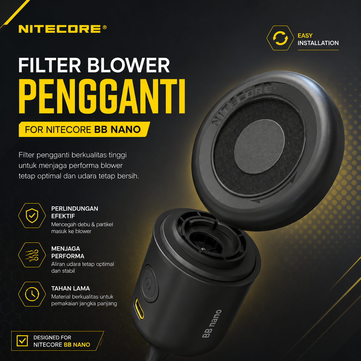 NITECORE Filter Pengganti Blower High Density 250 Mesh for BB Nano - NIA006 Gambar produk NITECORE Filter Pengganti Blower High Density 250 Mesh for BB Nano - NIA006 - Utama