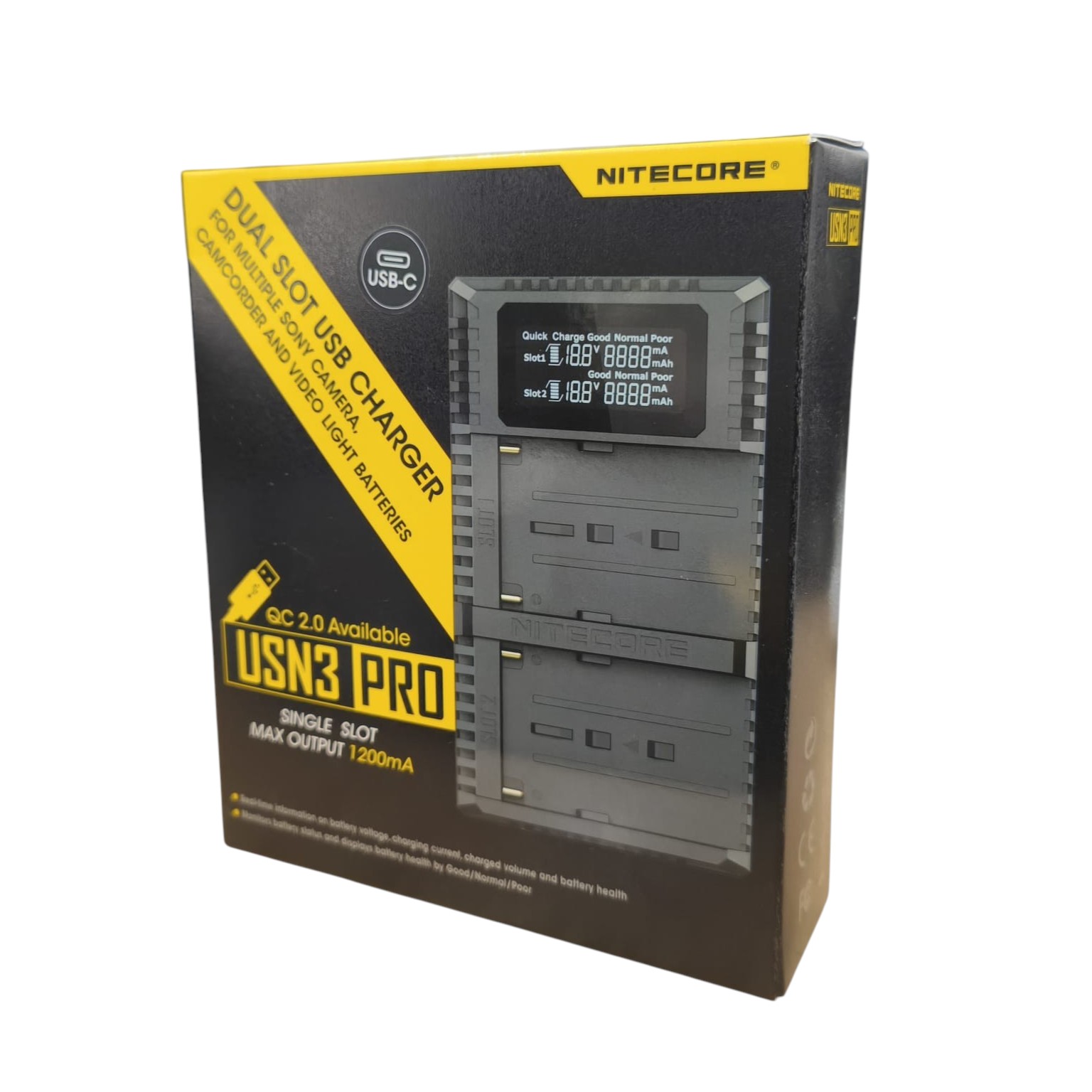 Gambar produk NITECORE Charger Baterai 2 Slot Sony NP-FM500H NP-F730 NP-F750 QC LCD - USN3 Pro - Kemasan