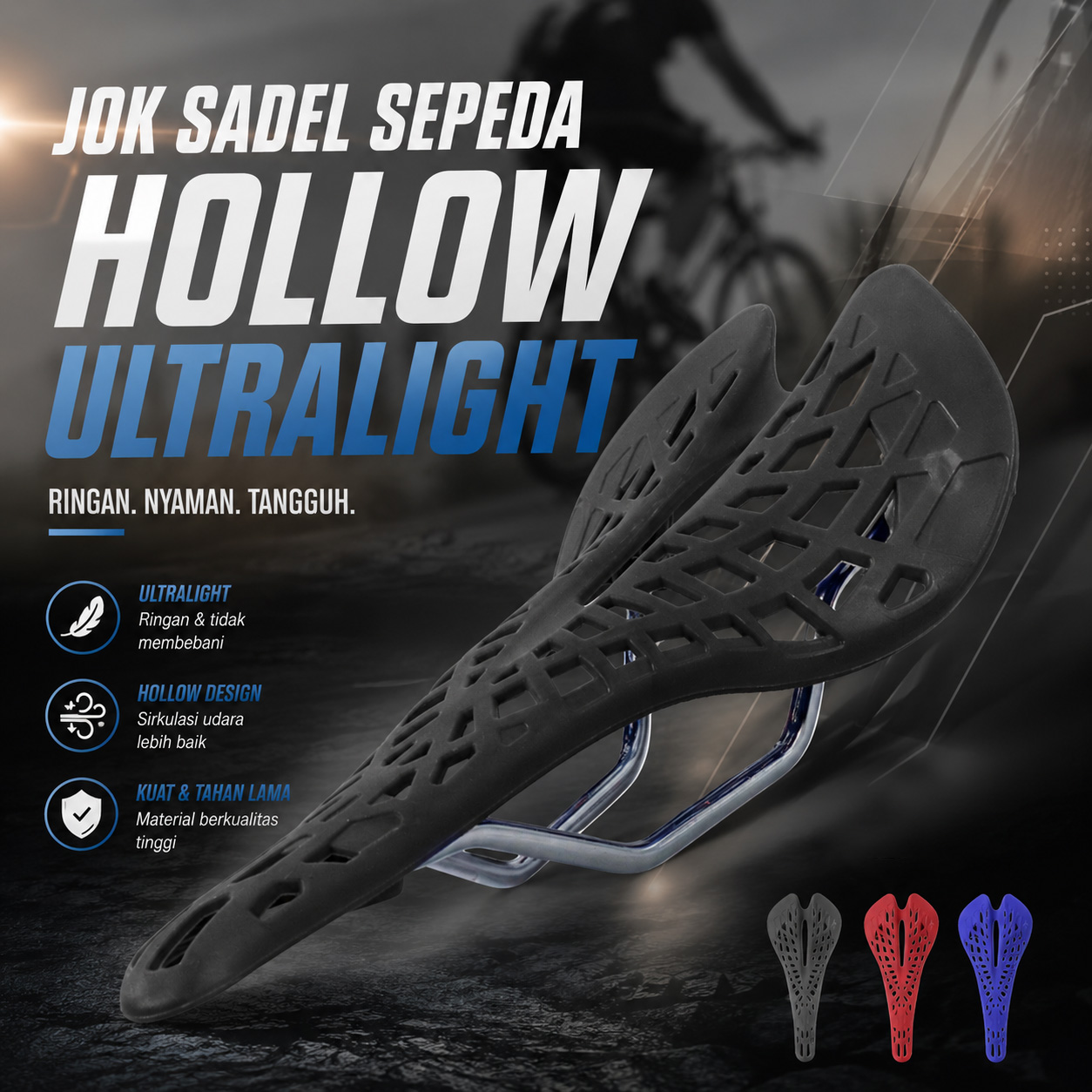 TaffSPORT Jok Sadel Sepeda Bike Saddle Ergonomics Hollow Ultralight - FX11 Gambar produk TaffSPORT Jok Sadel Sepeda Bike Saddle Ergonomics Hollow Ultralight - FX11 - Utama