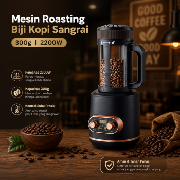 LAZRU Mesin Roasting Biji Kopi Sangrai Coffee Bean Roaster 300g 2200W - JMS-210