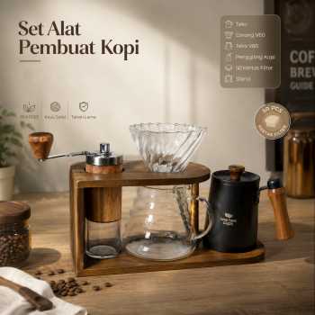 One Two Cups Set Alat Pembuat Kopi Manual Brew Coffee Bean Grinder - HS-54