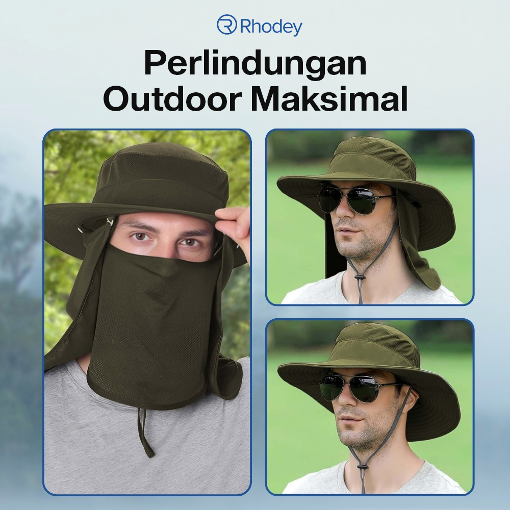 Rhodey Topi Rimba Outdoor Anti UV Waterproof Boonie Hat Nylon - AFS5 Gambar produk Rhodey Topi Rimba Outdoor Anti UV Waterproof Boonie Hat Nylon - AFS5 - 3