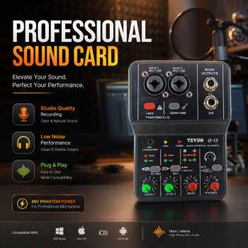 Gambar produk Teyun Sound Card USB Mini Audio Interface Portable 2 Way Driver - Q12