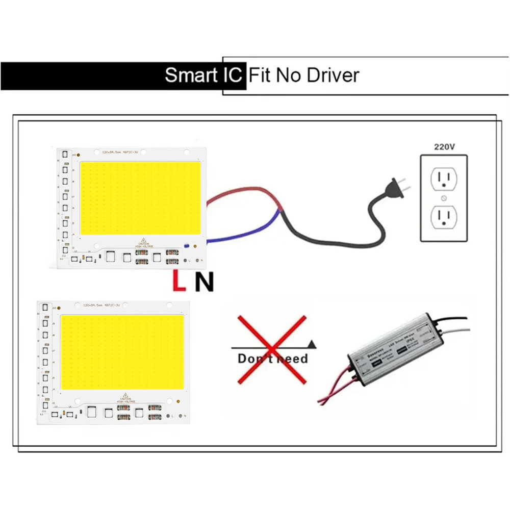 Ovicart LED COB Chip Driver Free 220V 5054 Lamp Board Beads 304 Cool White 6500K 100W - HO15 Gambar produk Ovicart LED COB Chip Driver Free 220V 5054 Lamp Board Beads 304 Cool White 6500K 100W - HO15 - 6
