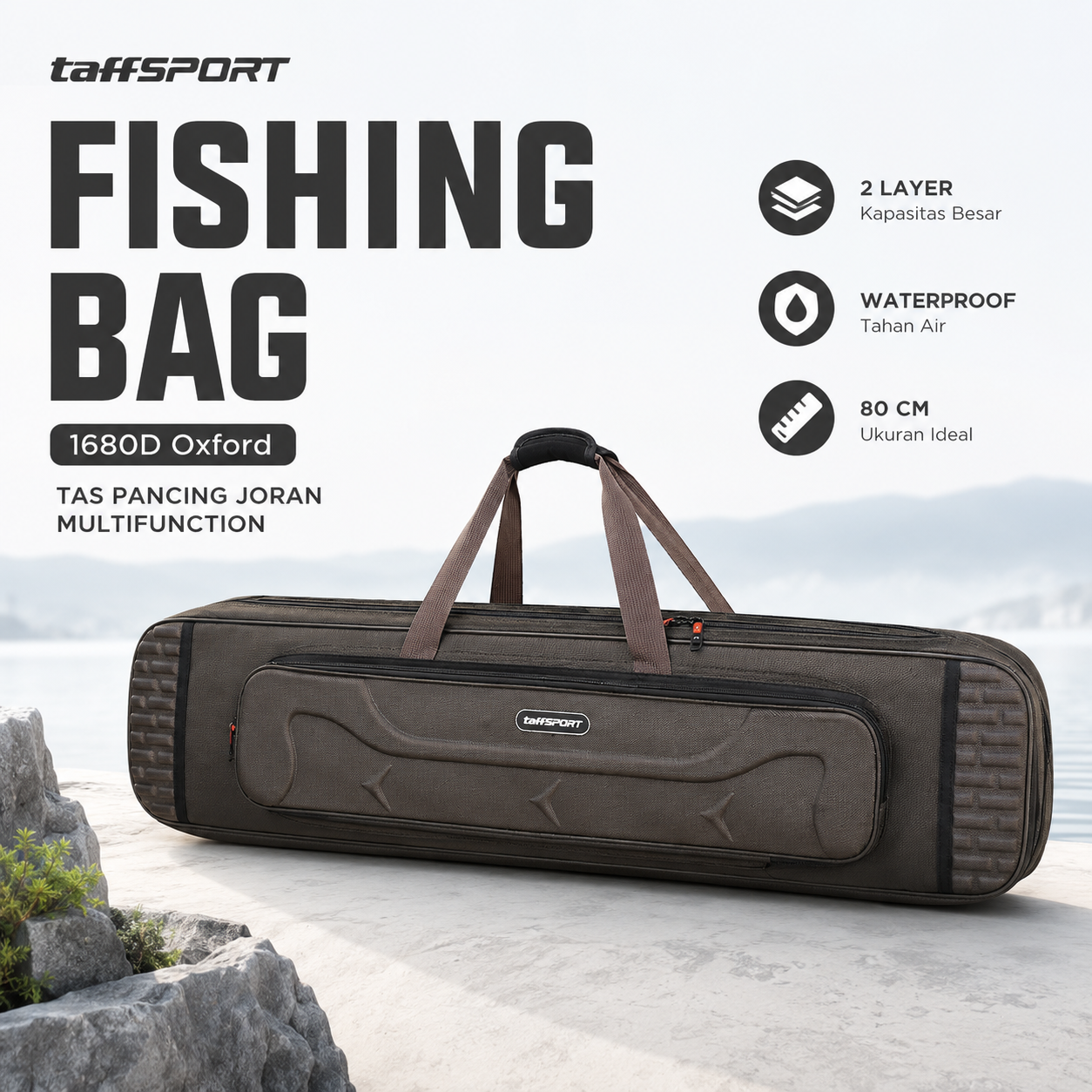 Gambar produk TaffSPORT Tas Pancing Joran Multifunction Fishing Bag 1680D Oxford 80cm - D200 - Utama
