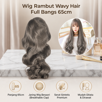 FYNHA Wig Rambut Palsu Panjang Bergelombang Wavy Hair Full Bangs 65cm - HB-004