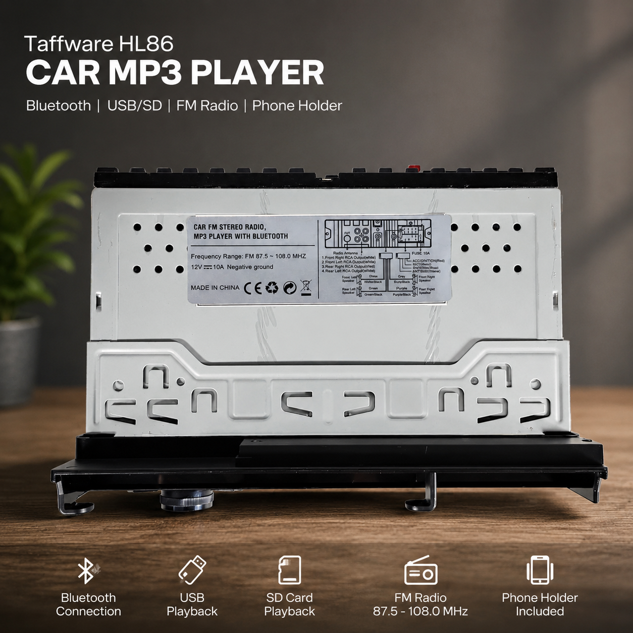 Taffware Tape Mobil Audio MP3 Player Bluetooth USB ISO Phone Holder - HL86 Gambar produk Taffware Tape Mobil Audio MP3 Player Bluetooth USB ISO Phone Holder - HL86 - 4