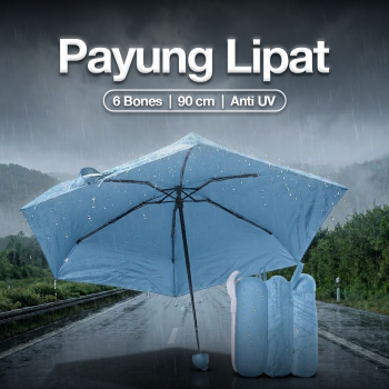 HUJI Payung Lipat Vinyl Umbrella Waterproof Anti UV UPF 50+ 6 Bone - HJ190