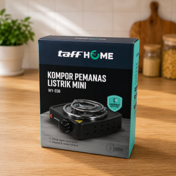 Gambar produk TaffHOME Kompor Listrik 1 Tungku Mini Portable Coil Hot Plate 500W - WY-03B - Kemasan