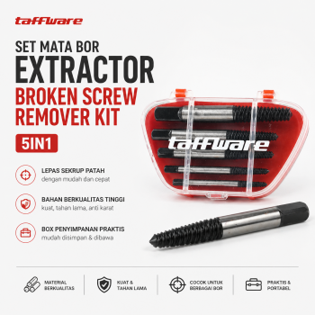Taffware Set Mata Bor Extractor Broken Screw Remover Kit 5in1 - TL00170