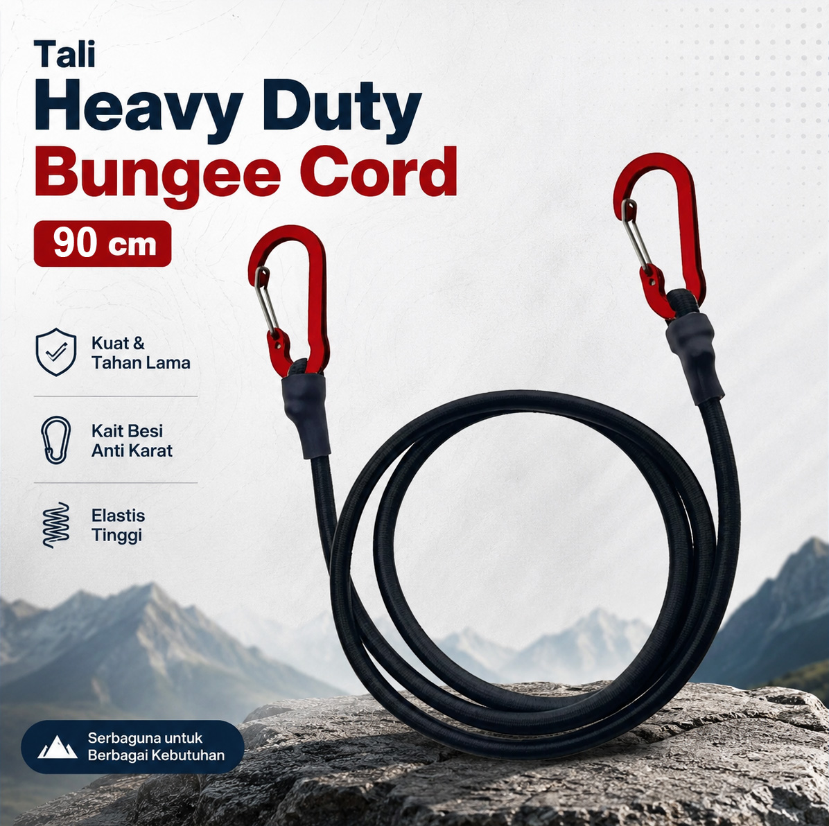 Gambar produk FMA Tali Rope Heavy Duty Bungee Cord Elastic Strap String Camping 90cm - FM-H129 - Utama