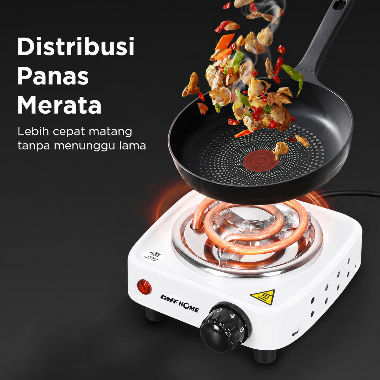 Gambar produk TaffHOME Kompor Listrik 1 Tungku Mini Portable Coil Hot Plate 500W - WY-03B - 1