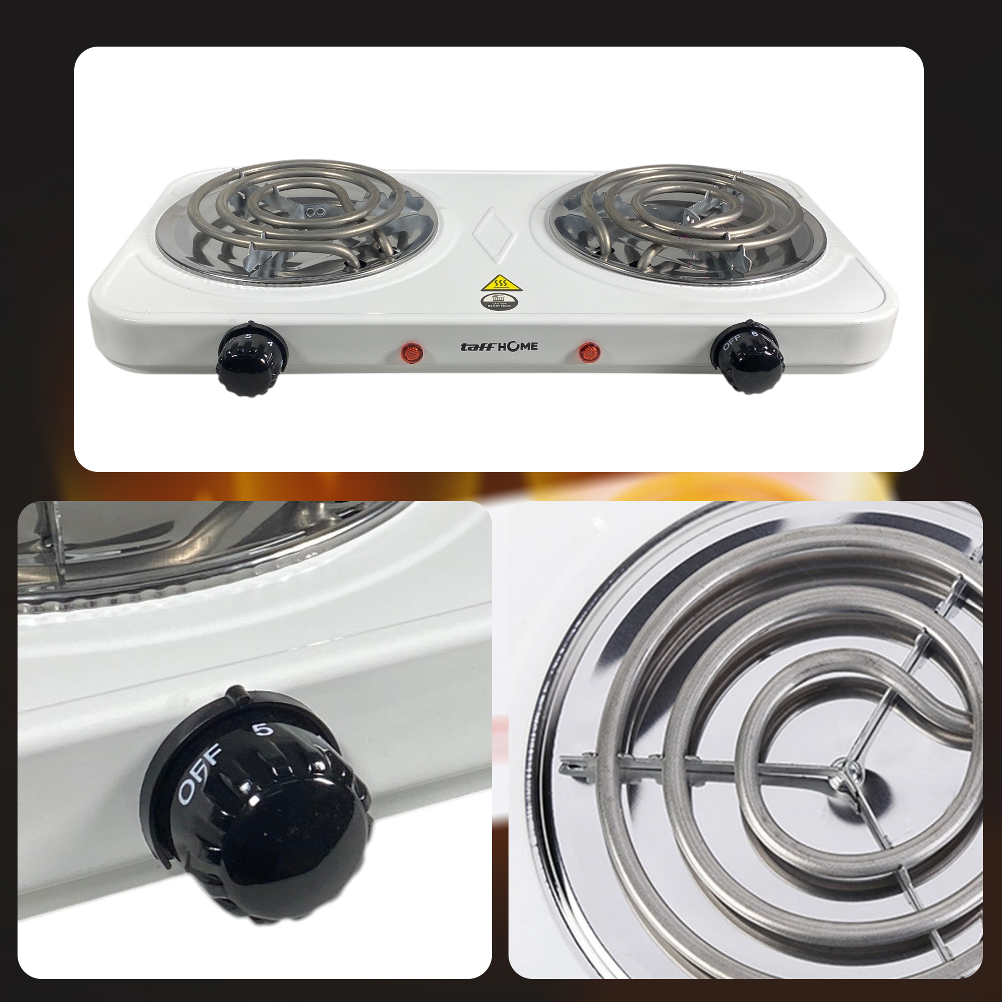 TaffHOME Kompor Listrik 2 Tungku Portable Coil Hot Plate 2000W - WY-05C Gambar produk TaffHOME Kompor Listrik 2 Tungku Portable Coil Hot Plate 2000W - WY-05C - 1