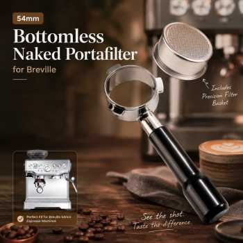 One Two Cups Bottomless Naked Portafilter Stainless 54mm for Breville - FR4