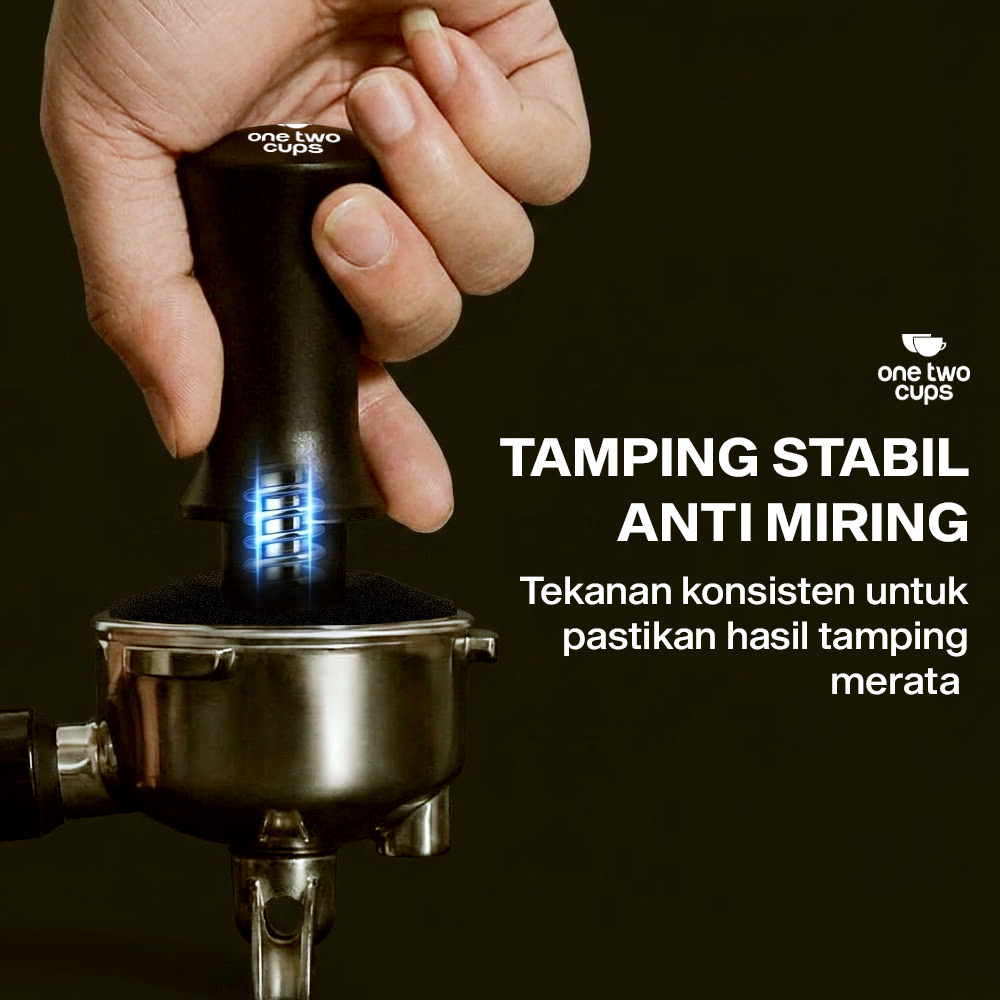 One Two Cups Tamper Kopi Espresso Barista Threaded Base Stainless 304 58mm - JN-24 Gambar produk One Two Cups Tamper Kopi Espresso Barista Threaded Base Stainless 304 58mm - JN-24 - 2