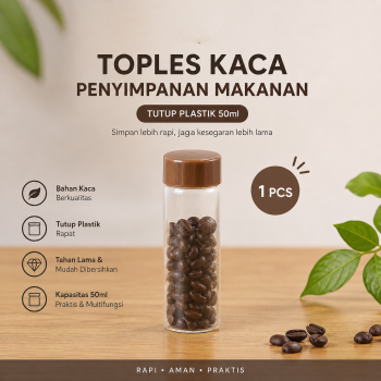 One Two Cups Toples Kaca Penyimpanan Makanan Tutup Plastik 50ml - TK820