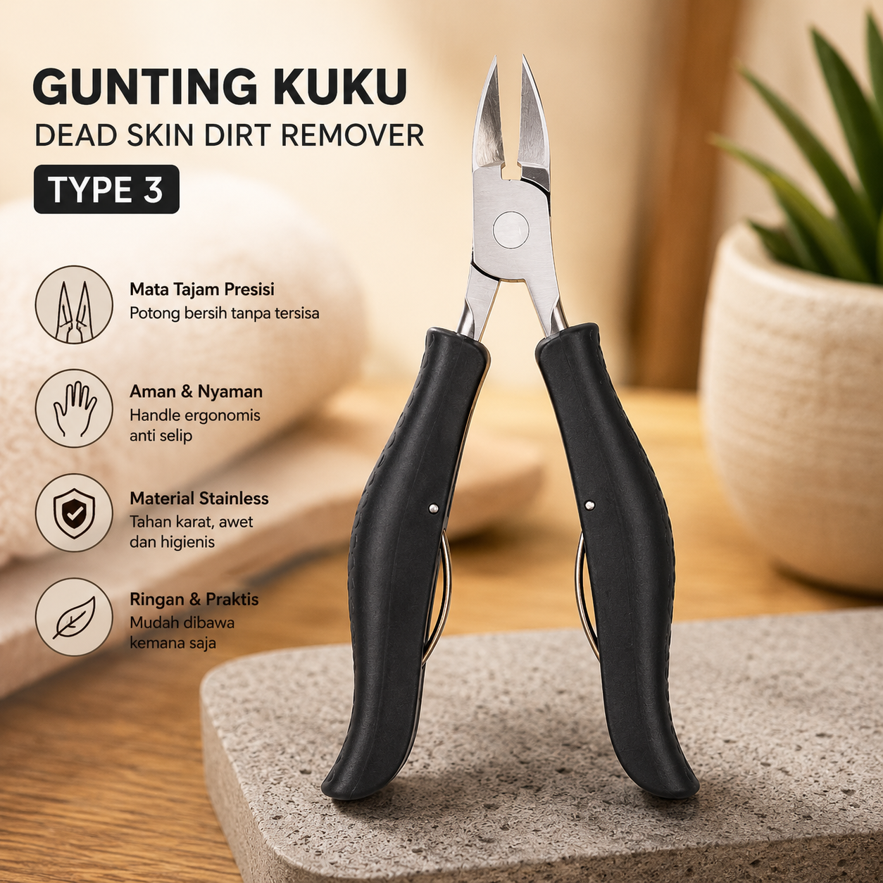 Gambar produk Derenna Gunting Kuku Dead Skin Dirt Remover Type 3 - 3178 - Utama