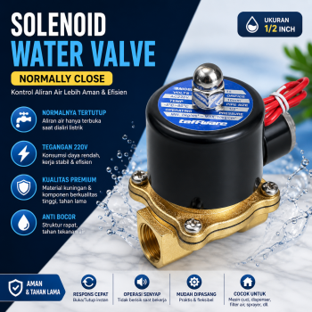 Gambar produk Taffware Solenoid Water Valve Normally Close 220V 1/2 Inch - 2W-160-15