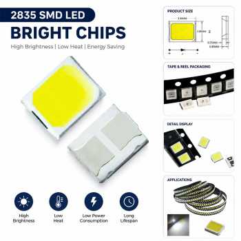 Ovicart Chip LED SMD Lampu COB Driver Free 3V 0.2W 60mA Cool White - 2835