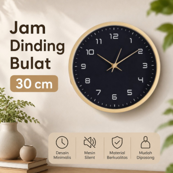 TaffHOME Jam Dinding Bulat Indoor Wall Clock Round Shape 30cm - MS40