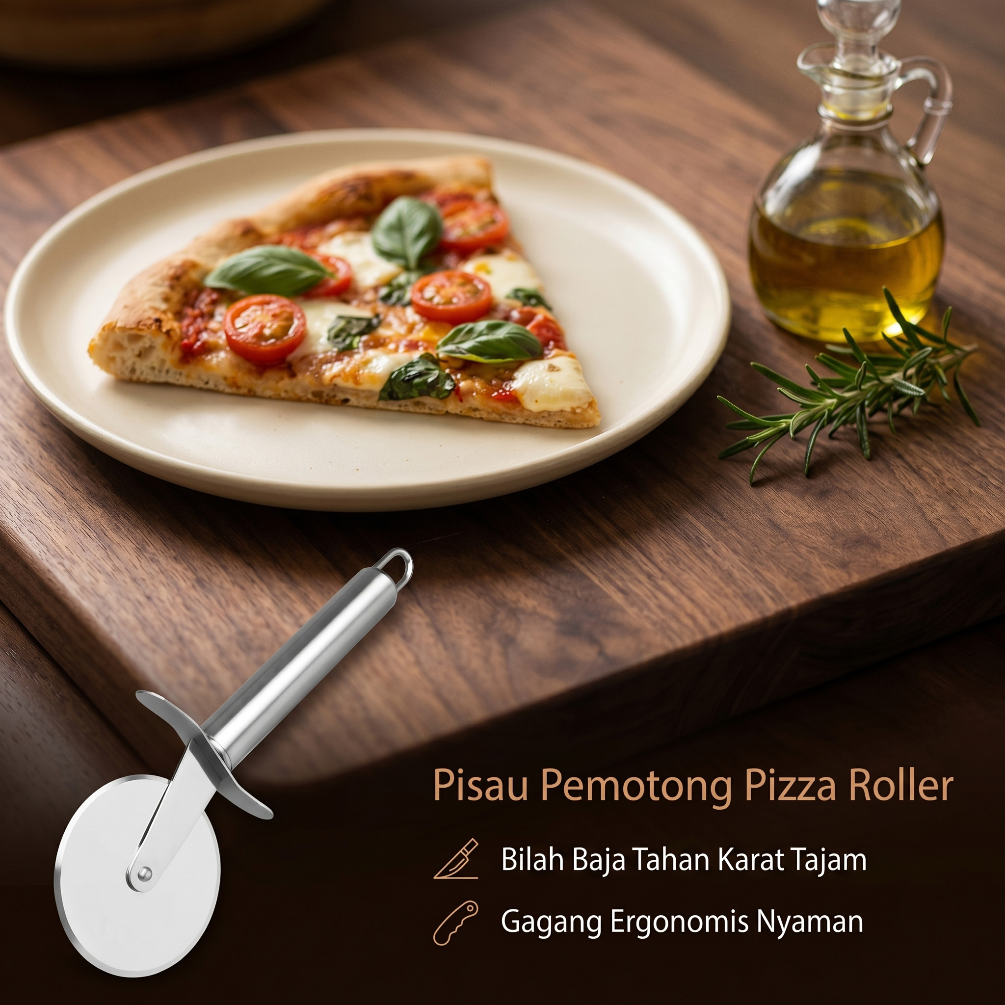 HyhXQ Pisau Pemotong Kue Pizza Roller Cutter Stainless Steel 430 - CJ360 Gambar produk HyhXQ Pisau Pemotong Kue Pizza Roller Cutter Stainless Steel 430 - CJ360 - Utama