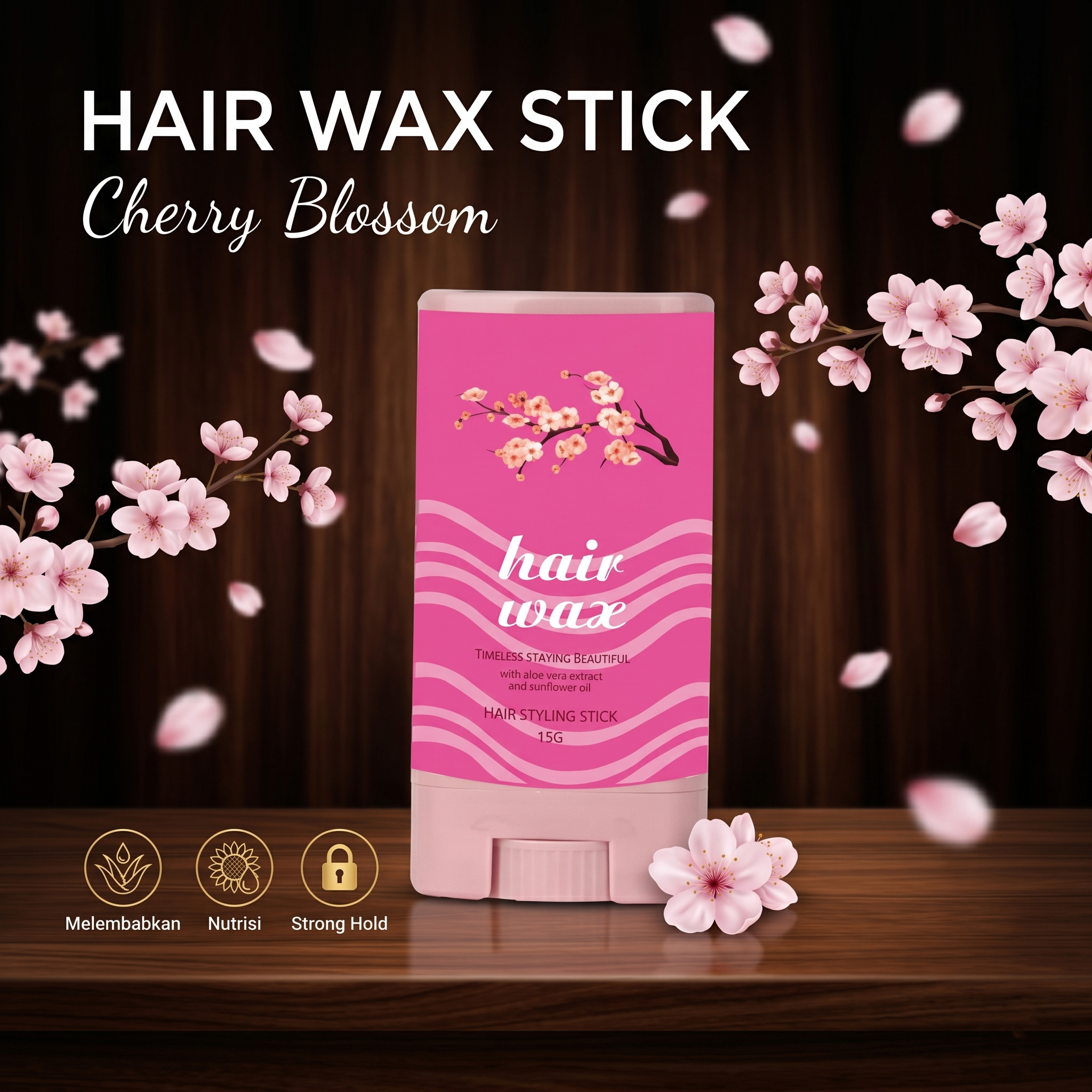LALUNA Penata Rambut Hair Wax Stick Styling Pomade Breaking 15G Cherry Blossom - L65 Gambar produk LALUNA Penata Rambut Hair Wax Stick Styling Pomade Breaking 15G Cherry Blossom - L65 - Utama