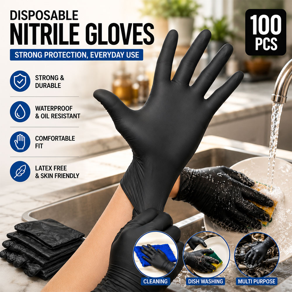 Hobf Sarung Tangan Nitril Karet Cuci Piring Cleaning Gloves Disposable M - ST010 Gambar produk Hobf Sarung Tangan Nitril Karet Cuci Piring Cleaning Gloves Disposable M - ST010 - Utama