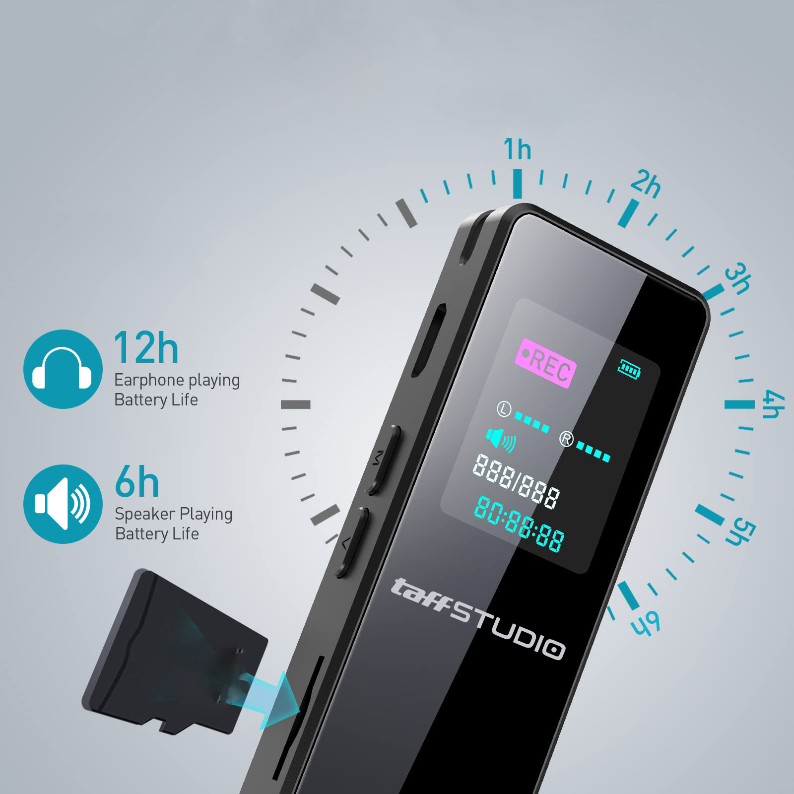 TaffSTUDIO Perekam Suara Portabel Voice Recorder Noise Reduction MP3 - ZD67 Gambar produk TaffSTUDIO Perekam Suara Portabel Voice Recorder Noise Reduction MP3 - ZD67 - 1