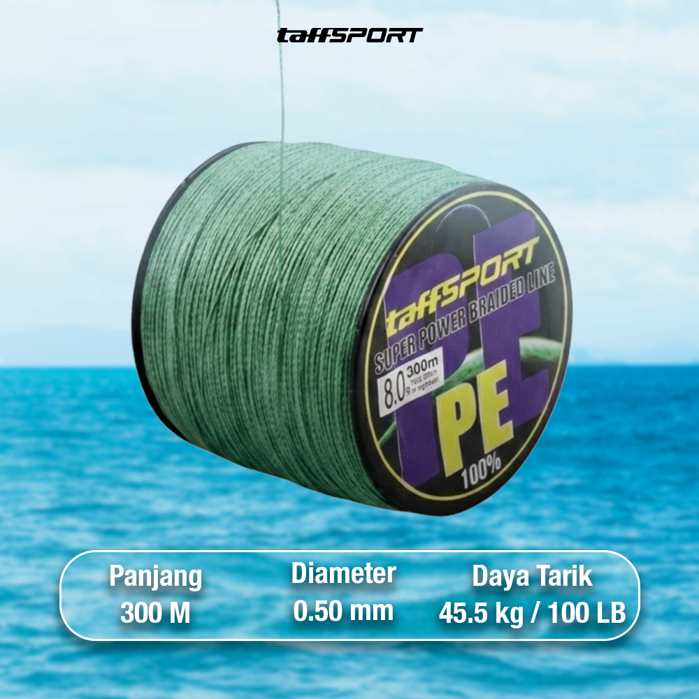 TaffSPORT Senar Tali Benang Pancing Fishing Line PE Braided 300M 8.0 - TF102 Gambar produk TaffSPORT Senar Tali Benang Pancing Fishing Line PE Braided 300M 8.0 - TF102 - 5