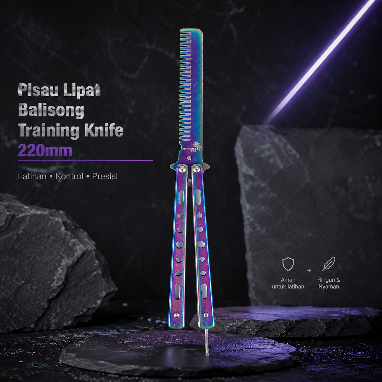 KNIFEZER Sisir Lipat Besi Butterfly Balisong Training Knife 220mm - JL07 Gambar produk KNIFEZER Sisir Lipat Besi Butterfly Balisong Training Knife 220mm - JL07 - Utama