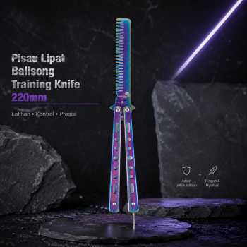 Gambar produk KNIFEZER Sisir Lipat Besi Butterfly Balisong Training Knife 220mm - JL07