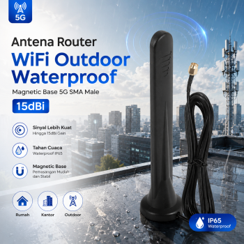 Gambar produk GOXIS Antena Router WiFi Outdoor Waterproof Magnetic 5G SMA Male 15dBi - GS-15