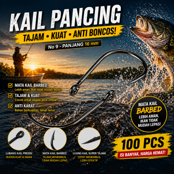 TaffSPORT Kail Pancing Ikan Barbed Fishing Hook Carbon Steel 100 PCS - IS300