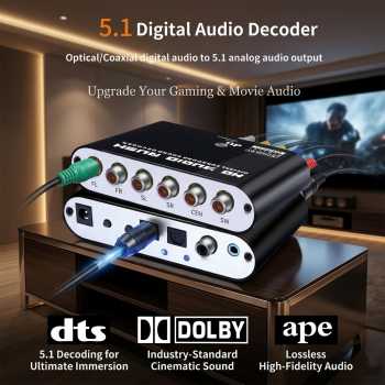 Gambar produk Digital Surround Decoder to Active Speaker 5.1 Converter DTS Dolby AC3 - HD51-A